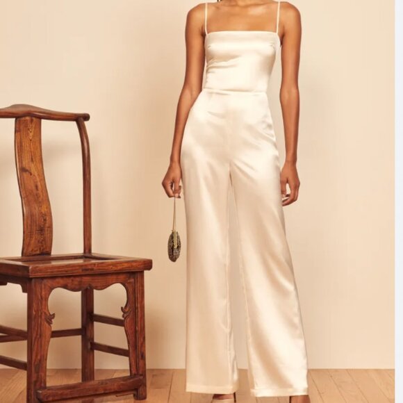 NWT Reformation Stormy Jumpsuit Sleeveless Silk Bridal - Picture 1 of 11